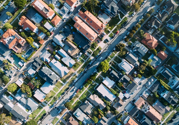 aerial photography of house and road