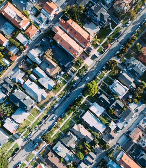 aerial photography of house and road