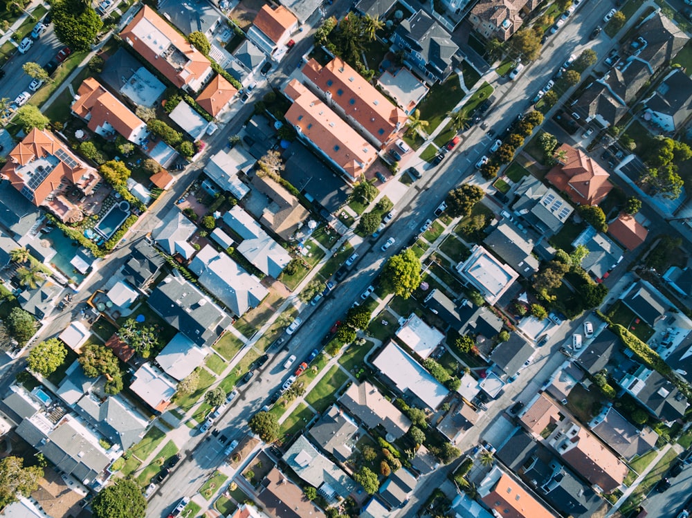 aerial photography of house and road