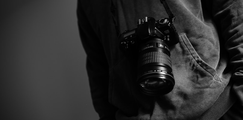 grayscale photography of camera