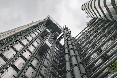 worm's eyeview of gray and black concrete building