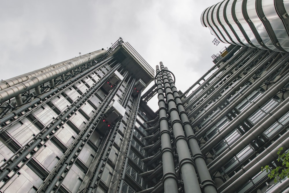 worm's eyeview of gray and black concrete building