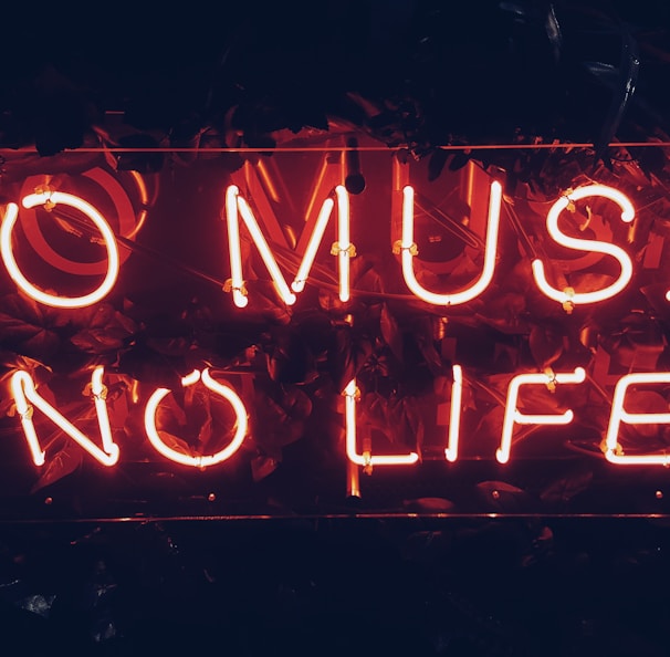 red no music no life signage