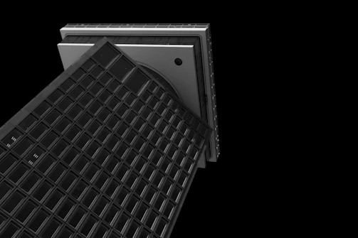 A sleek, monochrome architectural grid pattern symbolizing structured growth.