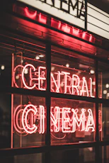 red Central Cinema LED light sign