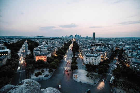 aerial view of city buildings during daytime in L'Arc de Triomphe de l'Etoile France