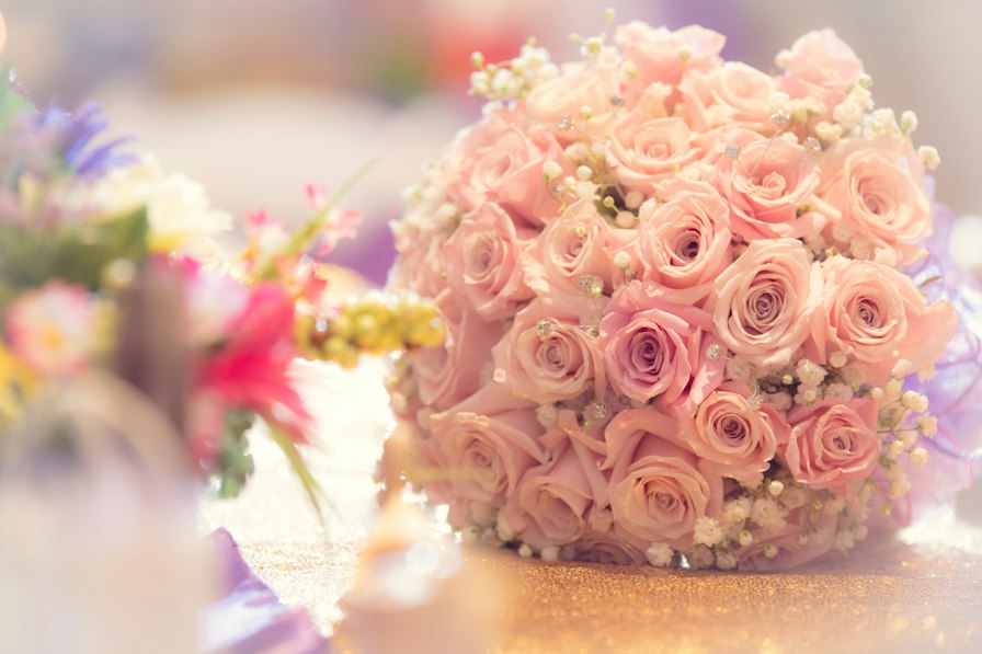 Anniversary flower bouquet in Calicut — blush pink and ivory roses