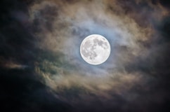 full moon and gray clouds during nighttime