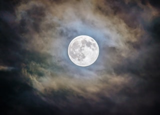 full moon and gray clouds during nighttime