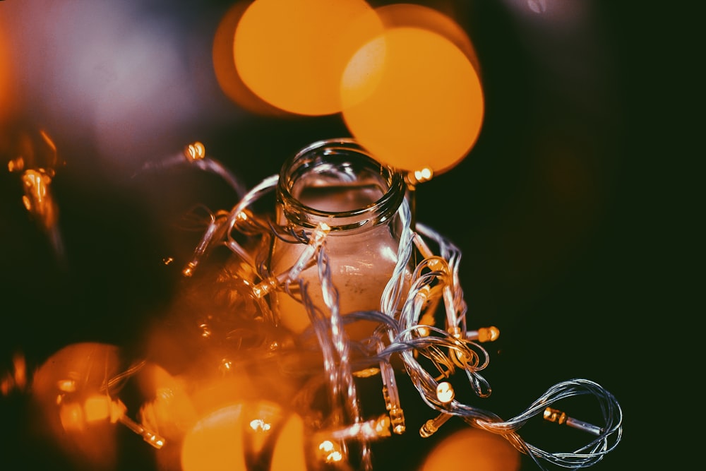 close-up photo of string lights