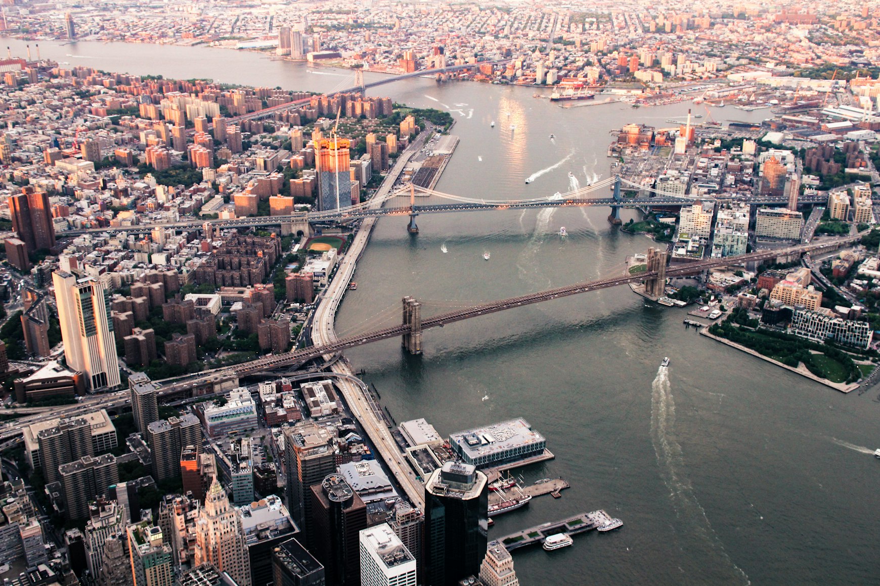 aerial view of brooklyn bridges