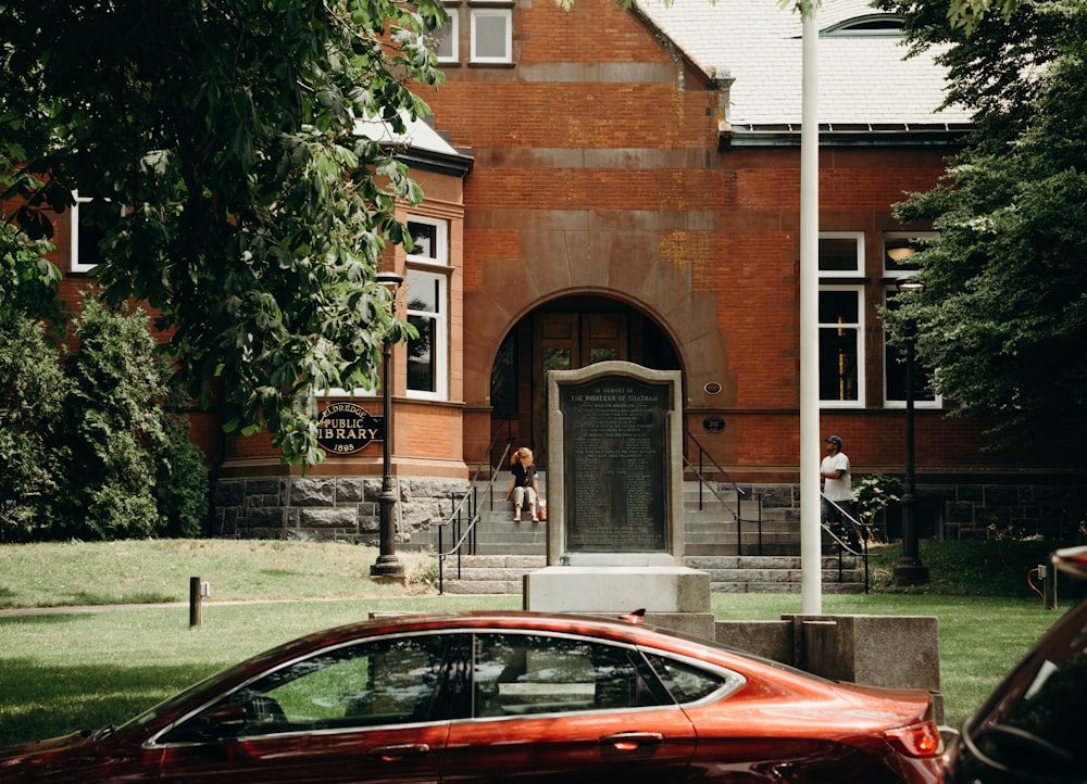 parked red car