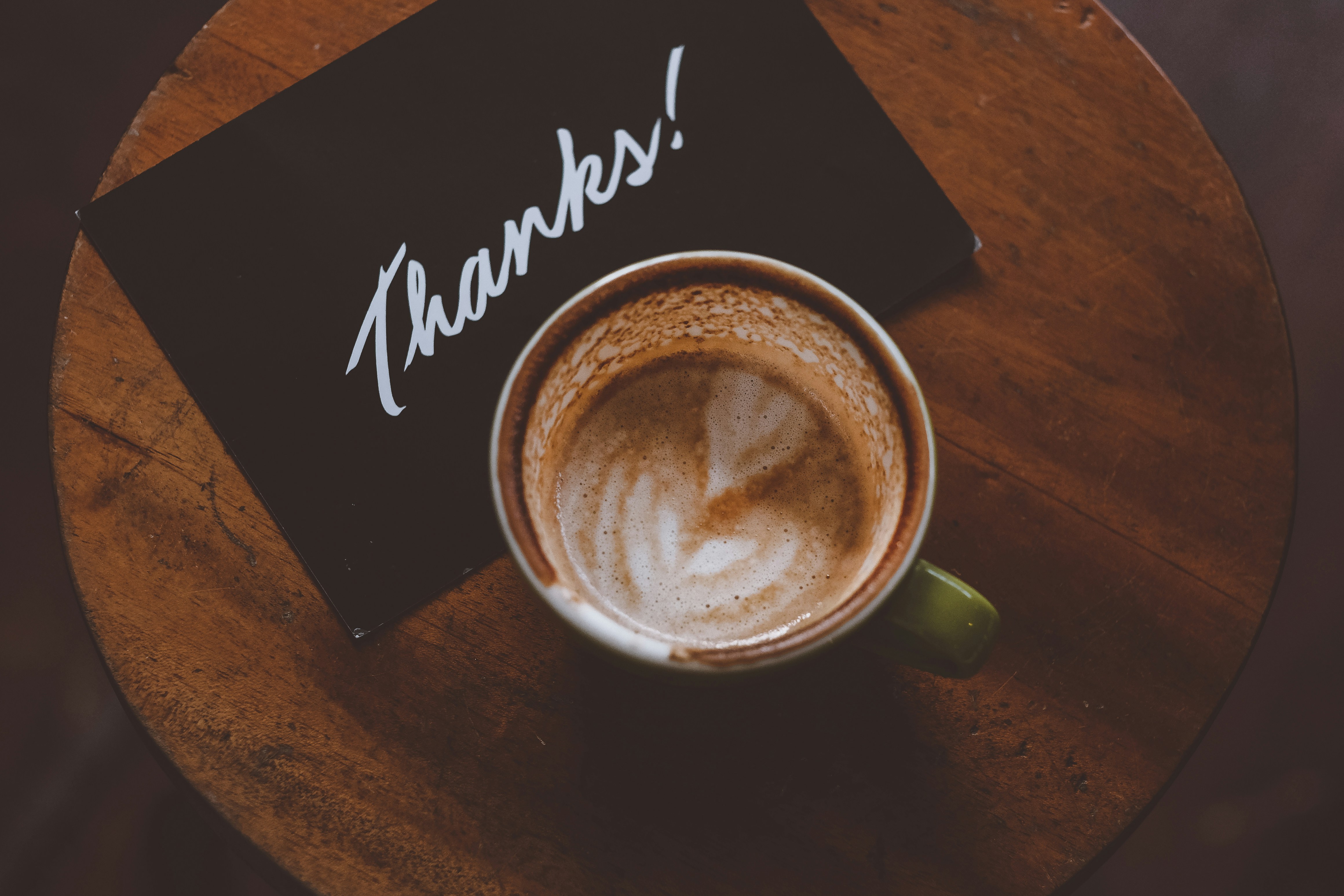 thanks postcard and latte