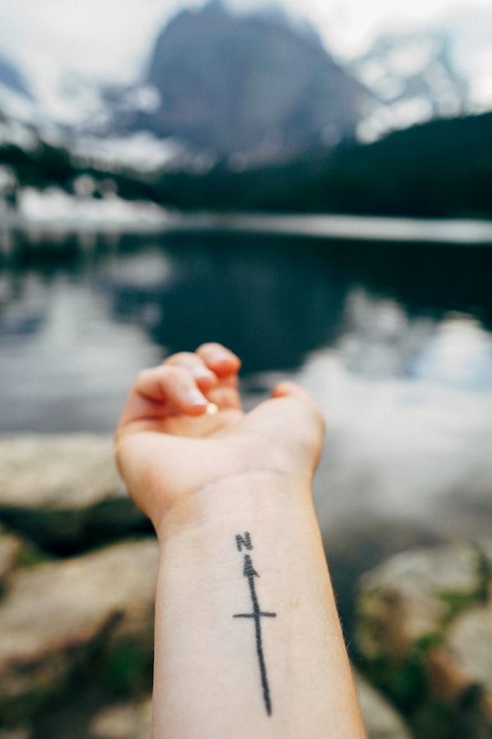 person with wrist tattoo of North in Estes Park United States