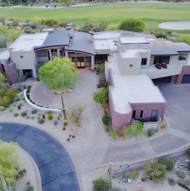 aerial photography of concrete mansion