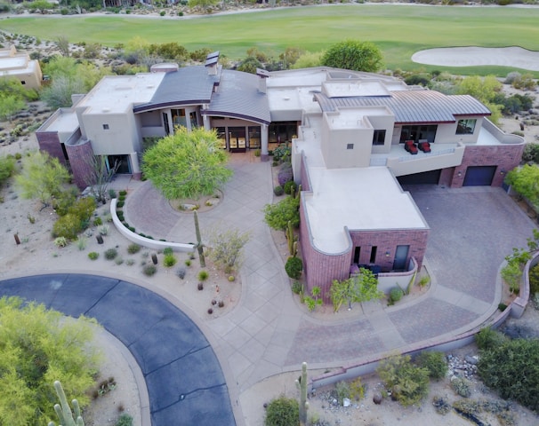 aerial photography of concrete mansion