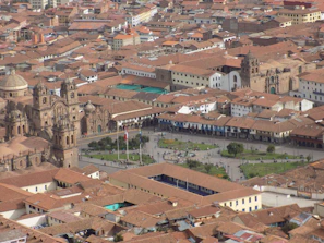 A scenic view of Puebla’s historic center with colorful colonial buildings.