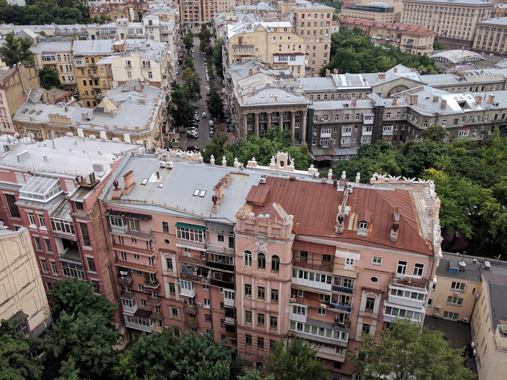 aerial photography of high-rise buildings around city