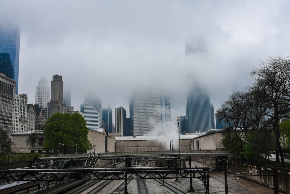 building in mist