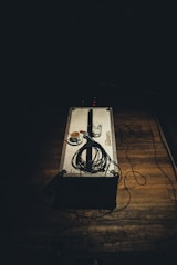 closeup photo of microphone on gray box