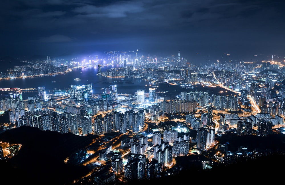 city building photo during night time