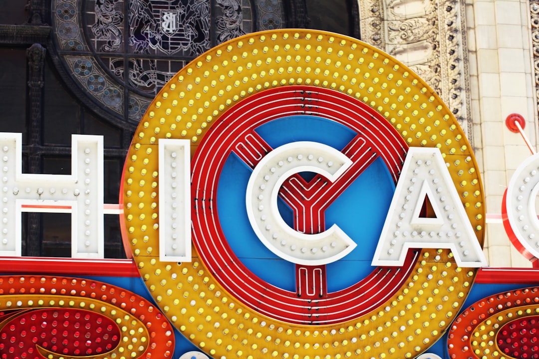 Chicago lighted signage closeup photo,