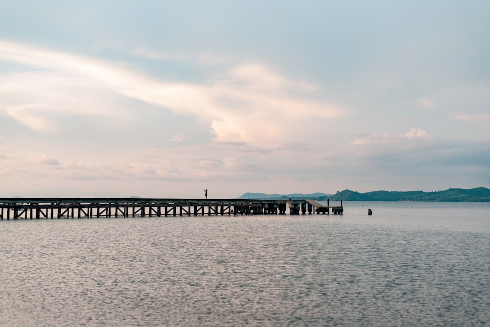 Quai de mer en bois brun