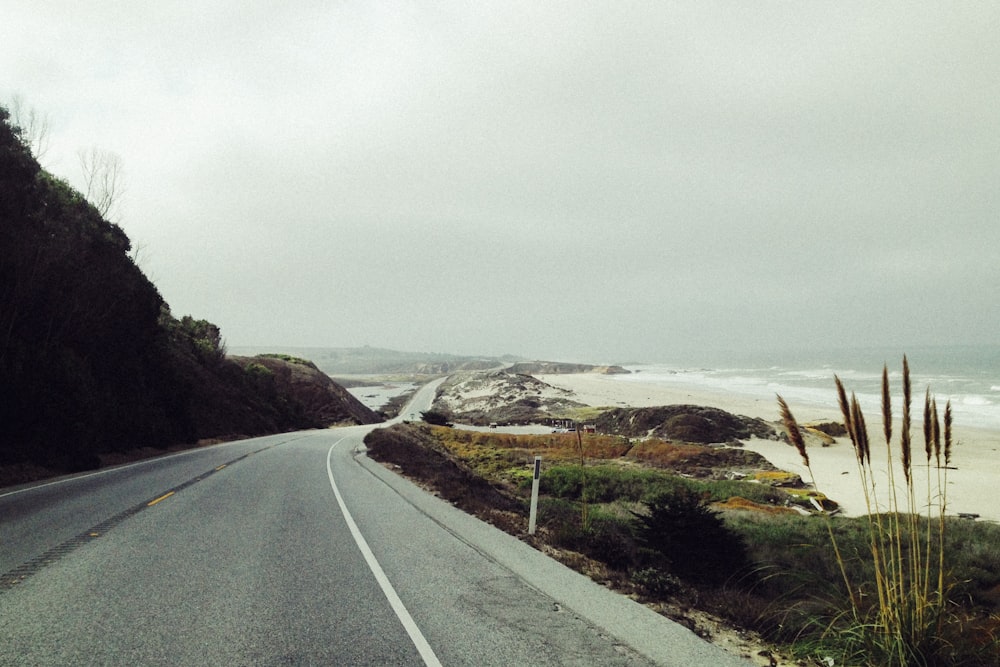 road near seashore