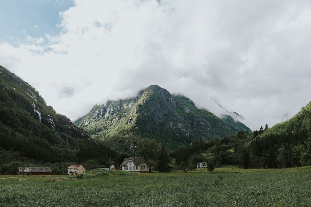 Montagnes vertes sous un ciel nuageux