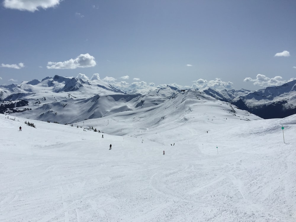 snow-covered mountain under blue sky