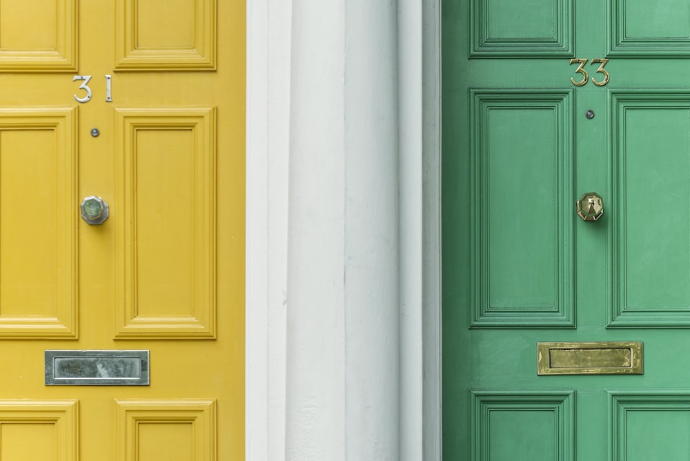 green door beside yellow door