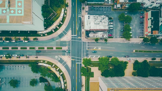 aerial view of gray and black road in Atlantic City United States