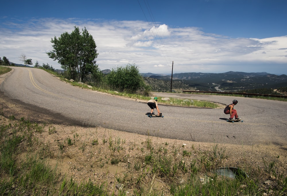 two people on skateboards