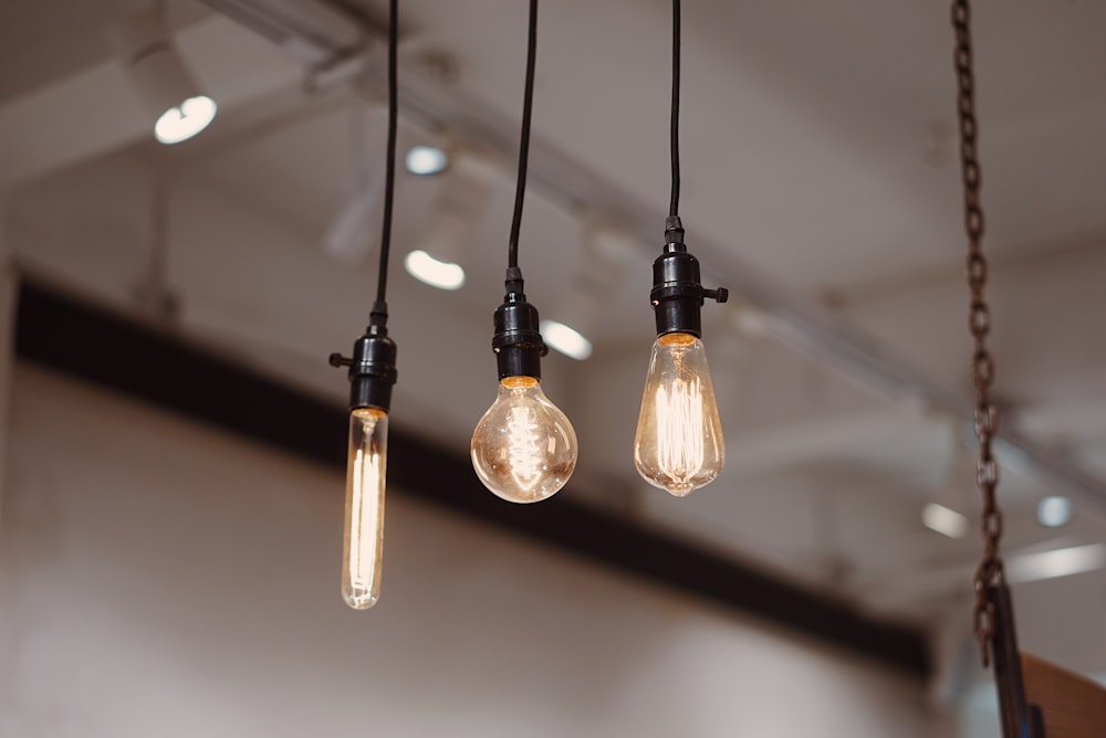 three pendant lights