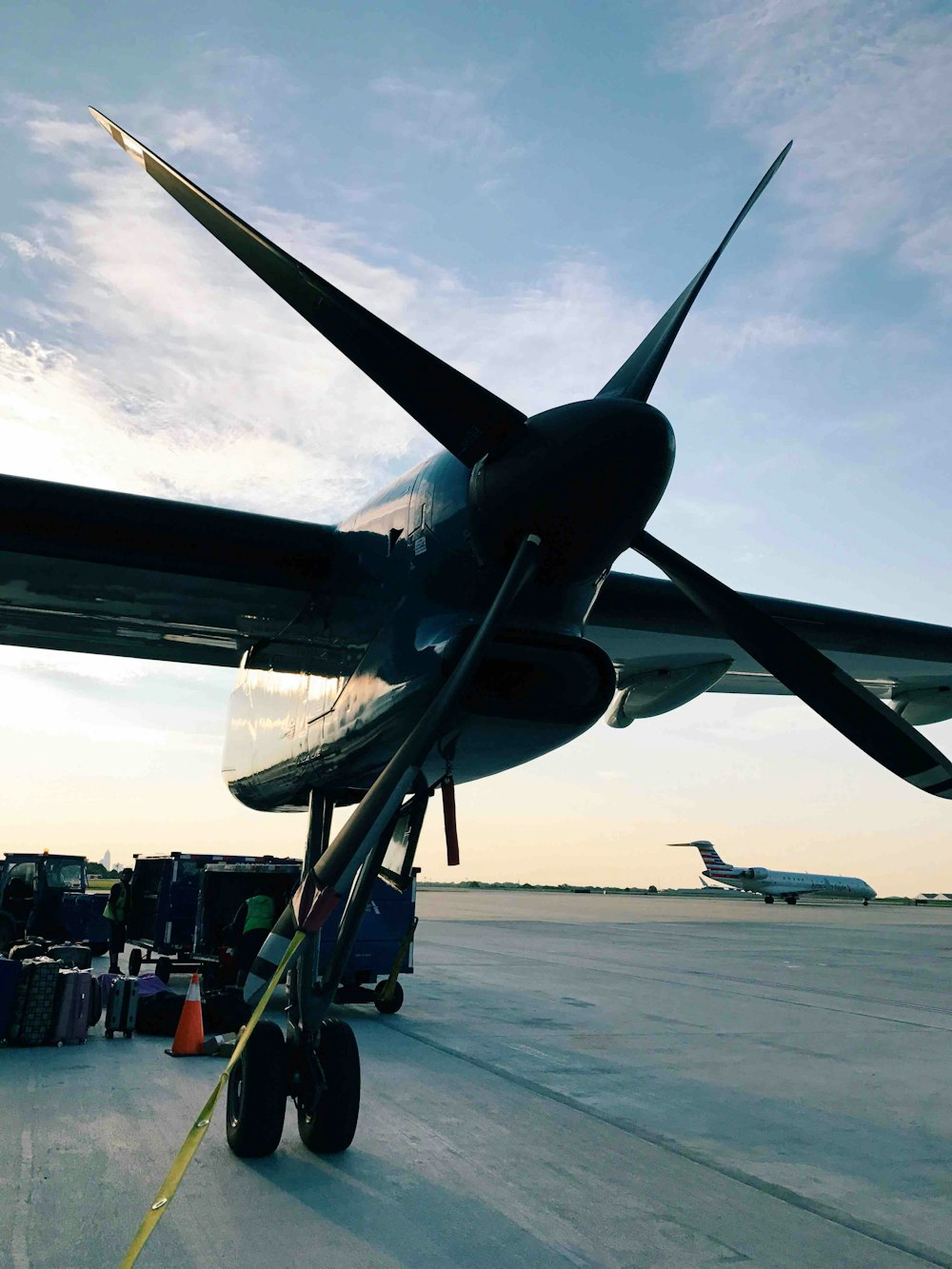 plane on airfield during day