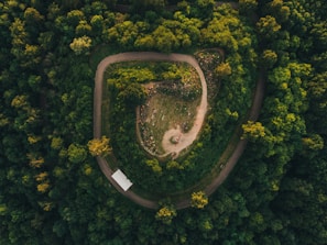 aerial view of road
