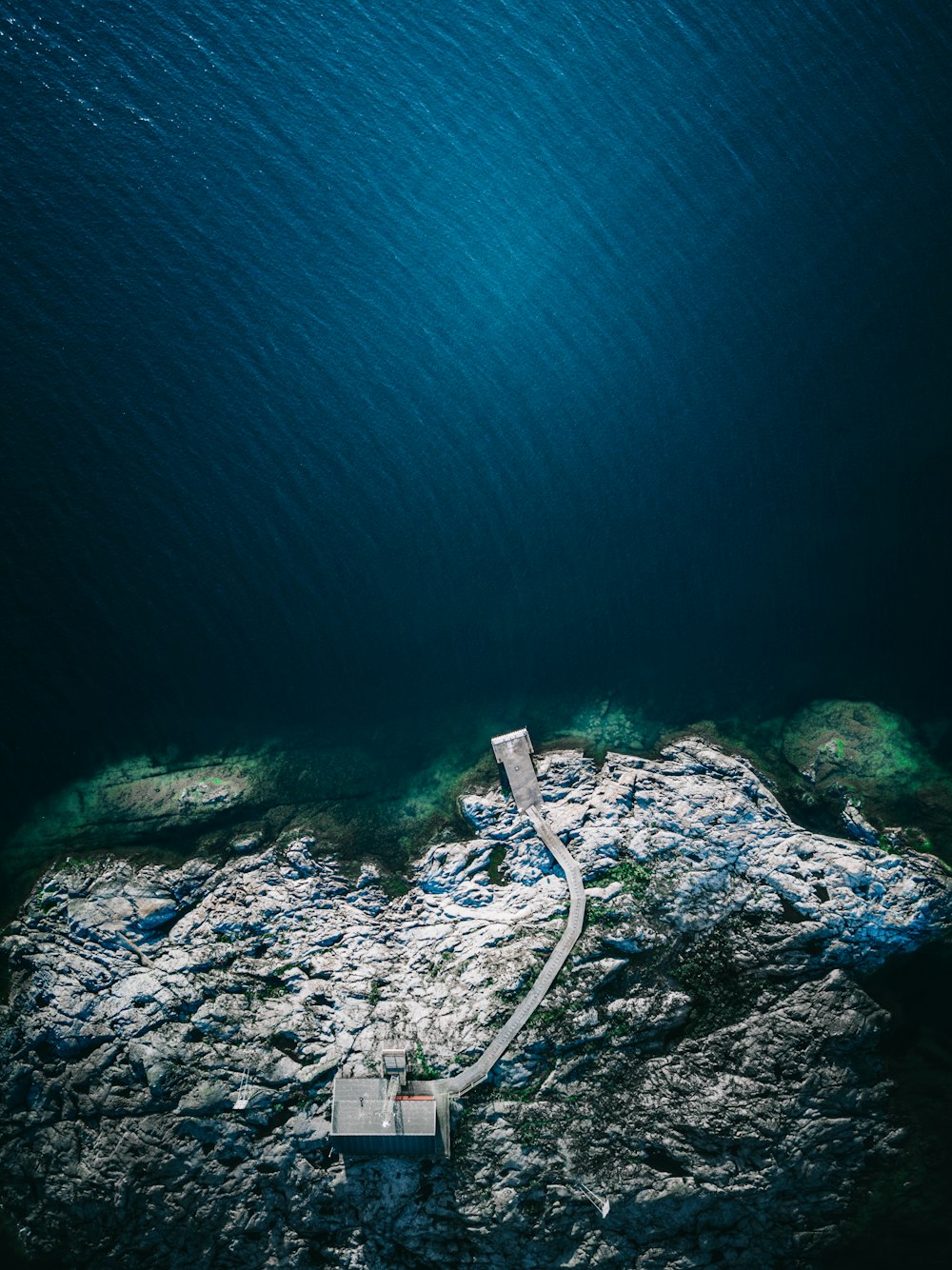 aerial view of island with house