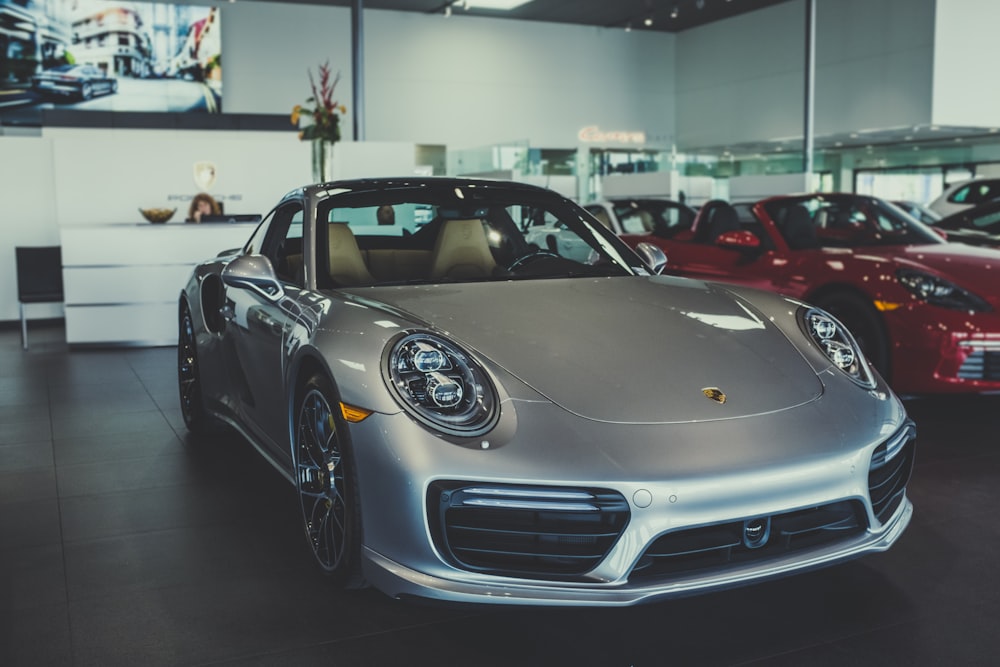 gray Porsche coupe