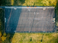 aerial view of basketball court