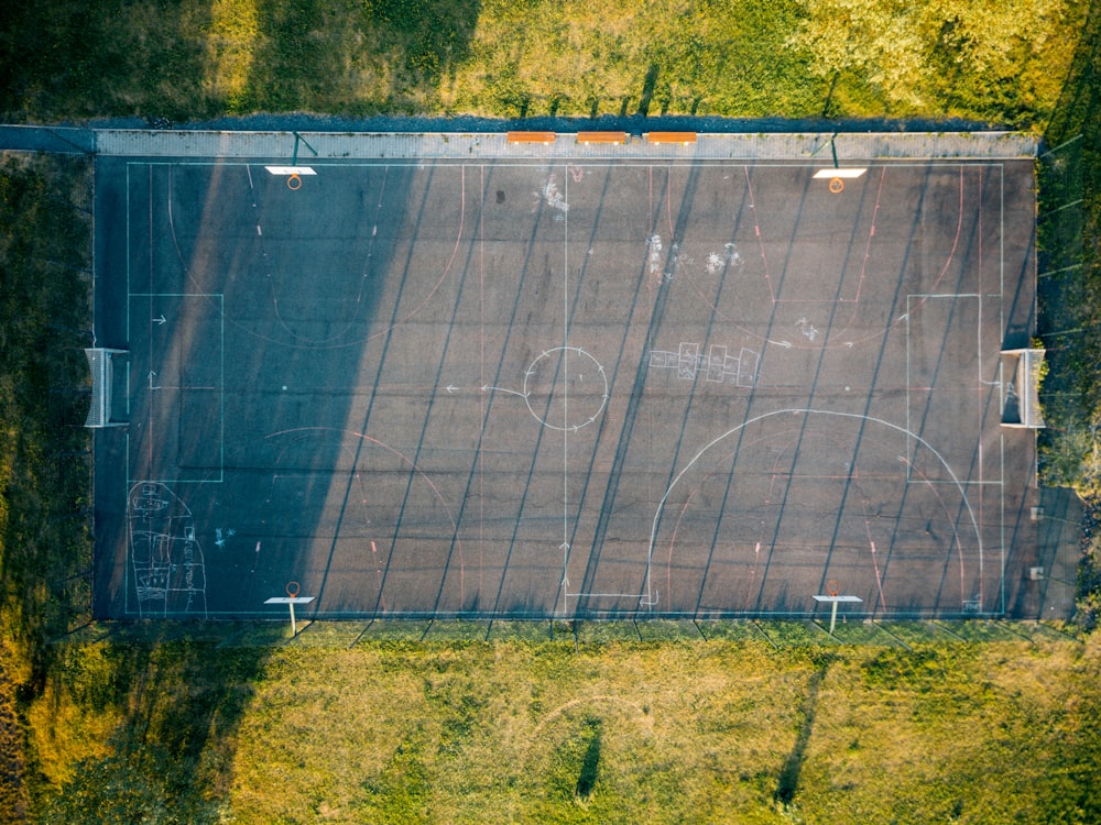 aerial view of basketball court