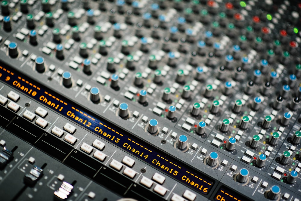 close up photography of mixing console