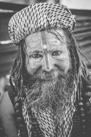 grayscale photo of man