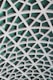 A meshwork of concrete support beams on a ceiling