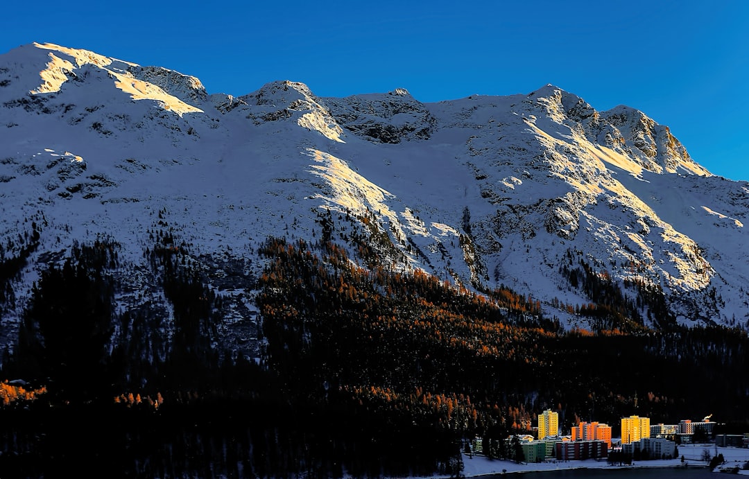 mountain coated with snow