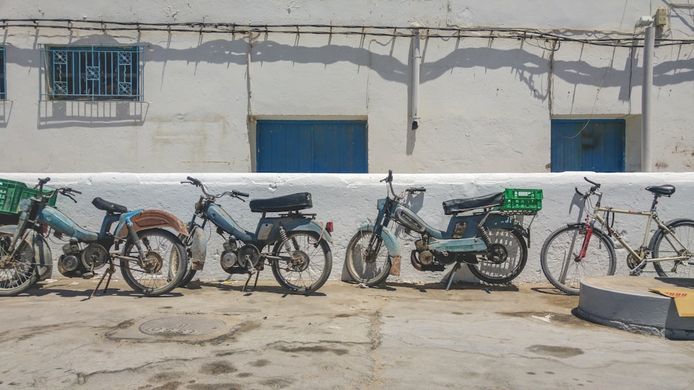 motorcycles parking on concrete floor