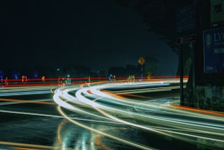 time lapse of cars on night time