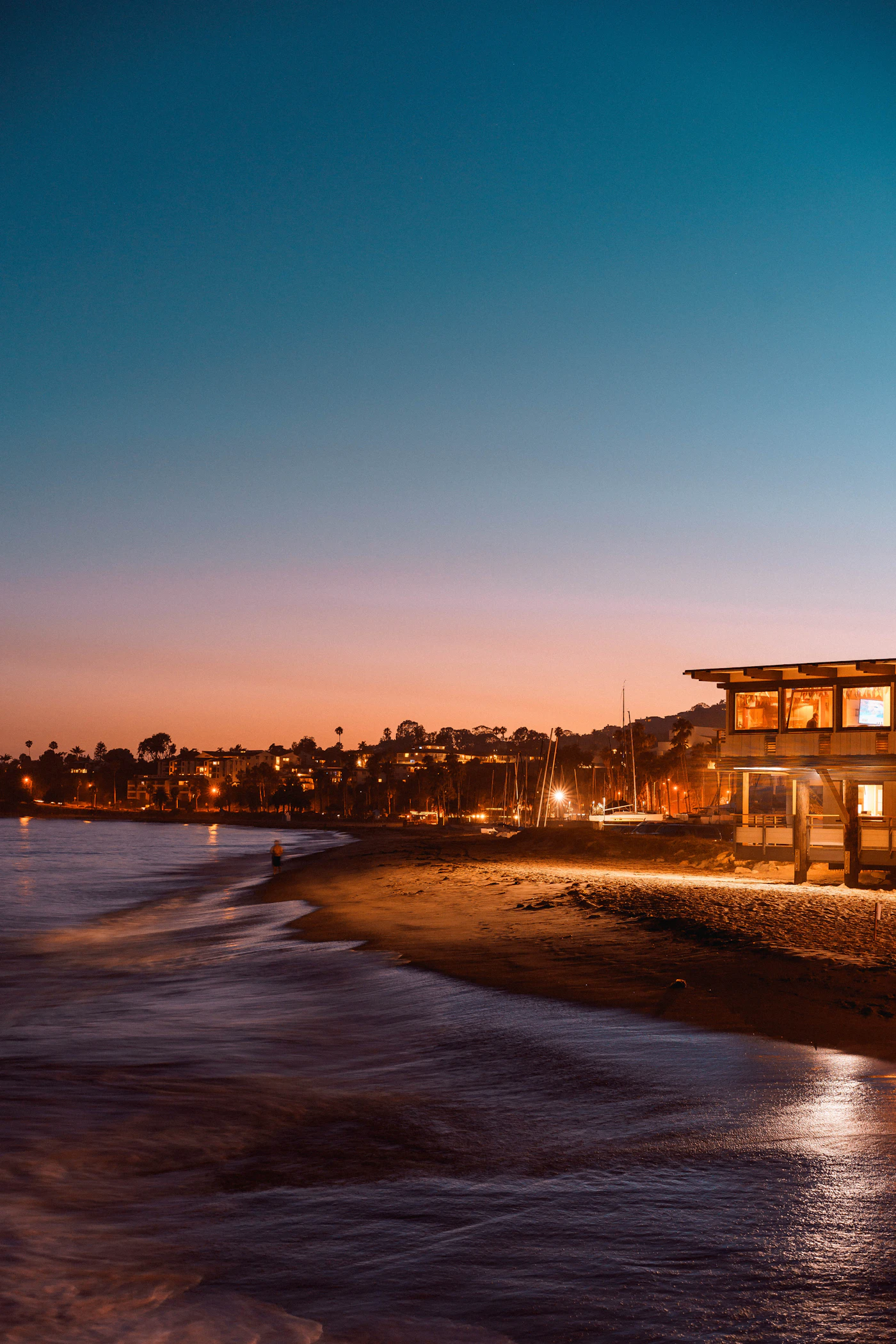 Santa Barbara harbor at dusk