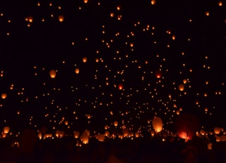 paper lantern flying above sky