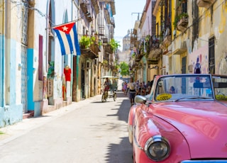 pink convertible car