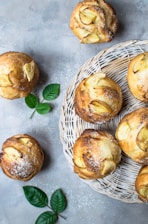 brown pastry on brown wicker basket